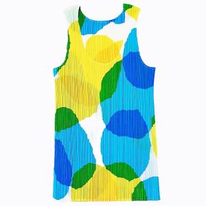 PP81-JK711 イッセイミヤケ プリーツ ノースリーブ カットソー ブラウス 3 マルチカラー