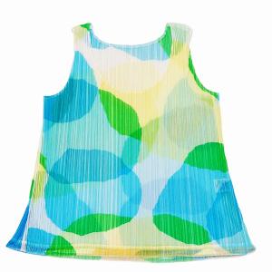 イッセイミヤケ 美品 ノースリーブ カットソー ブラウス ドット PP81-JK711 マルチカラー 03 Lサイズ 0107