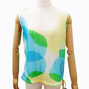 PLEATS PLEASE ISSEY MIYAKE イッセイミヤケ 美品 ノースリーブ カットソー ブラウス ドット PP81-JK711 マルチカラー 03 Lサイズ 0107
