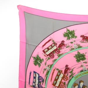 HERMES 美品 カレ90 オムニバスと白い貴婦人のゲーム JEU DES OMNIBUS ET DAMES BLANCHE スカーフ