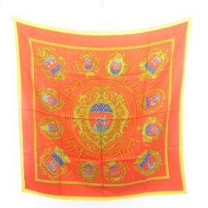 美品 カレ90 Les Armes de Paris パリの紋章 スカーフ ストール ショール 赤 レッド