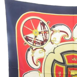 HERMES 美品 カレ90 WASHINGTON’S CARRIAGE ジョージワシントンの馬車 スカーフ ストール ショール 紺 ネイビー