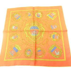 HERMES プチカレ Les Armes de Paris パリの紋章 ミニスカーフ ハンカチーフ 赤 レッド