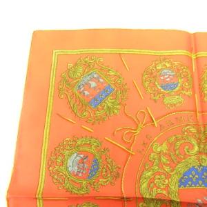 HERMES プチカレ Les Armes de Paris パリの紋章 ミニスカーフ ハンカチーフ 赤 レッド