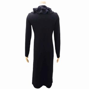 RALPH LAUREN ブラックレーベル フリル ロングカーディガン ニット 羽織り 前開き カシミヤ100％ ブラック S 0129