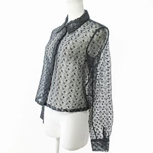 EMPORIO ARMANI はわせレース シャツ 長袖 オーガンジー シアー 黒 38 国内正規品 1227