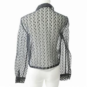 EMPORIO ARMANI はわせレース シャツ 長袖 オーガンジー シアー 黒 38 国内正規品 1227