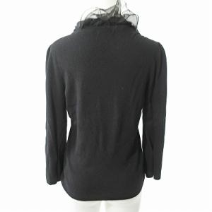 TO BE CHIC 美品 ニット カーディガン 長袖 フリル リボン シフォン オーガンジー 黒 2 1227