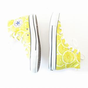 CONVERSE タグ付き 1CK354 ハイカット スニーカー キャンバス レモン柄 総柄 黄色 イエロー 4.5 23.5cm 1218