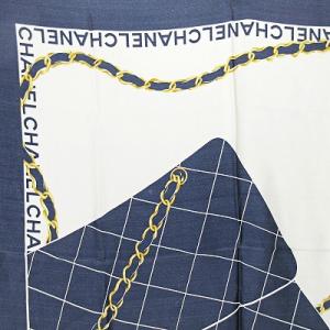 CHANEL マトラッセ柄 シルク スカーフ ネイビー ベージュ 0108