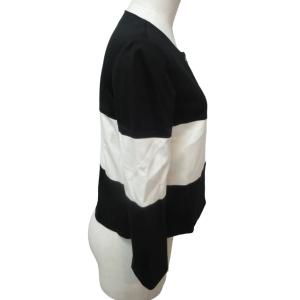 LANVIN COLLECTION 近年モデル ノーカラージャケット コート バイカラー 黒 白 ブラック ホワイト 40 約L 1225