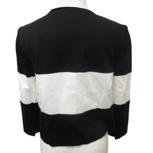 LANVIN COLLECTION 近年モデル ノーカラージャケット コート バイカラー 黒 白 ブラック ホワイト 40 約L 1225