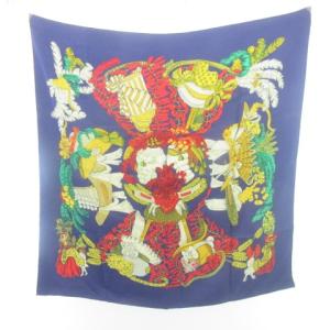 カレ90 chapeau 脱帽 スカーフ ストール ショール 紺 ネイビー