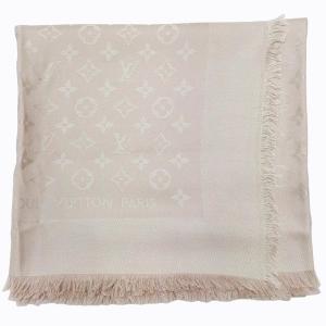 M71330 ショール モノグラム 大判 ストール シルク ジャガード織 フリンジ ホワイトベージュ