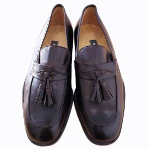 BALLY タッセルローファー モックトゥ スリッポン 革靴 イタリア製 チャコール 8 26cm相当 0215