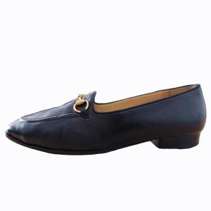 GUCCI ヴィンテージ ホースビット ローファー パンプス レザー 金具 イタリア製 ブラック 37 23.5cm相当 0215