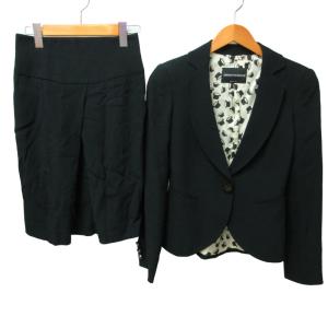 スカートスーツ ジャケット セットアップ ビジネス カジュアル 36 約S-M 黒 ブラック