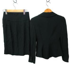 EMPORIO ARMANI スカートスーツ ジャケット セットアップ ビジネス カジュアル 36 約S-M 黒 ブラック