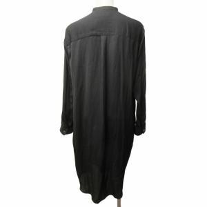 DRESSTERIOR 美品 シャツワンピース ひざ丈 プルオーバー バンドカラー ブラック 38 Mサイズ相当 0314