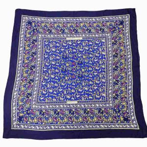 カレ140 カレジェアン CHASSE EN INDE インドの狩猟 カシミヤシルク ネイビー