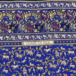 HERMES カレ140 カレジェアン CHASSE EN INDE インドの狩猟 カシミヤシルク ネイビー