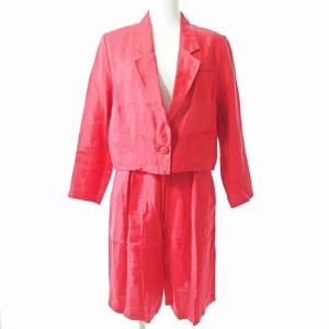 スポーツ SPORTS セットアップ ジャケット キュロット スーツ 麻 リネン レッド S M 0327