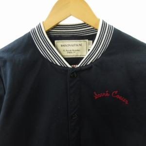 Maison Kitsuné ブルゾン ジャケット 裏地チェック柄 刺繍 KML-0702-A  紺 ネイビー Sサイズ 0404