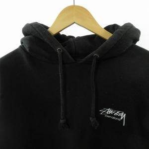 STUSSY ロゴプリントパーカー フーディー トレーナー 長袖 黒 ブラック Mサイズ 0404