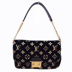 LOUIS VUITTON M93131 モノグラム ベルベット ポシェットカリー ハンドバッグ ショルダーバッグ ブラック