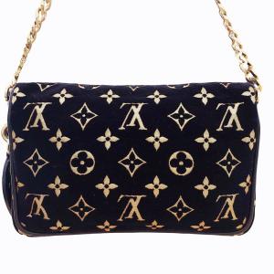 LOUIS VUITTON M93131 モノグラム ベルベット ポシェットカリー ハンドバッグ ショルダーバッグ ブラック