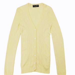 美品 ウール リブ ニット カーディガン 羽織り 長袖 白系 クリーム色系 40 約M 0526