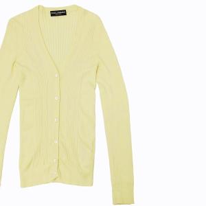 DOLCE&GABBANA 美品 ウール リブ ニット カーディガン 羽織り 長袖 白系 クリーム色系 40 約M 0526