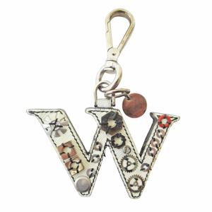 PRADA イニシャル W チャーム バッグチャーム キーホルダー ナット 歯車 ホワイト 0529