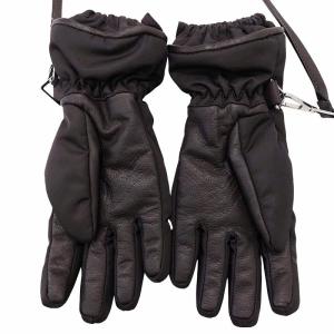 BOTTEGA VENETA 美品 21AW 674021 V1A20 手袋 グローブ ナイロン ゴートレザー ヤギ革 裏地 カシミヤ 紐付き 黒 ブラック