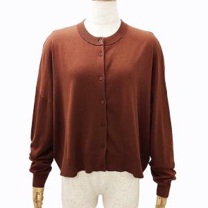 22AW 美品 BOX CARDIGAN カーディガン ニット 薄手 羽織り 300FA270-0060 シルク混 長袖 茶