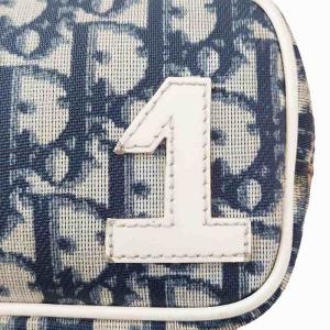 Christian Dior トロッター ポーチ 数字 1 化粧ポーチ コスメポーチ 小物入れ キャンバス ロゴ 紺 ネイビー系 アイボリー系 MU0012