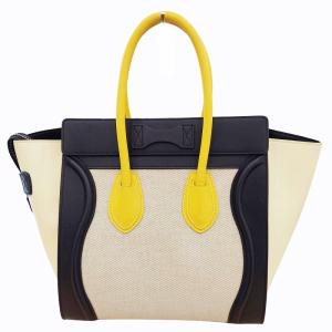CELINE ラゲージマイクロショッパー ハンドバッグ バイカラー ブラック