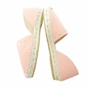 JIMMY CHOO エスパドリーユ フラット シューズ スリッポン セパレート スター 星 スタッズ レザー ピンク 34 21cm 0726
