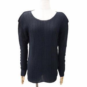 ISSEY MIYAKE  プリーツ カットソー ブラウス IM53-FJ921 無地 長袖 黒 ブラック M 0721