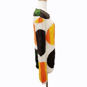 ISSEY MIYAKE カットソー ブラウス シワ加工 ドット 水玉 総柄 IM71-JK009 長袖 オレンジ ベージュ マルチカラー M 0721