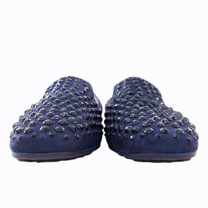 JIMMY CHOO 134 WHEEL スタッズ スリッポン フラットシューズ パンプス イタリア製 36 ネイビー