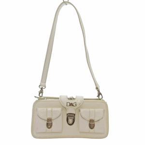 D&G がま口 ショルダーバッグ ウォレットバッグ お財布バッグ 白 ホワイト