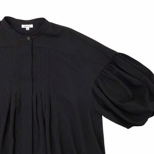 ENFOLD 美品 23AW 2WAY A-LINE PULLOVER ブラウス シャツ ジップアップ ピンタック パフスリーブ 五分袖