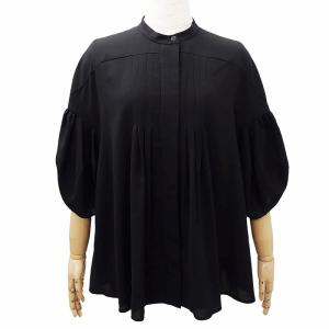 ENFOLD 美品 23AW 2WAY A-LINE PULLOVER ブラウス シャツ ジップアップ ピンタック パフスリーブ 五分袖