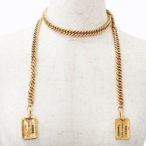 CHANEL ヴィンテージ チェーン ネックレス チョーカー カンボンプレート 結び仕様 メッキアクセ