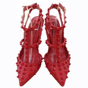 VALENTINO GARAVANI ロックスタッズ ルージュ ROCKSTUD ROUGE パンプス ハイヒール ピンヒール ストラップ レザー 赤 レッド 35