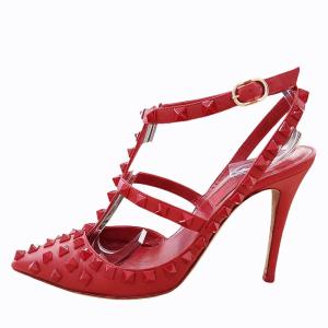 VALENTINO GARAVANI ロックスタッズ ルージュ ROCKSTUD ROUGE パンプス ハイヒール ピンヒール ストラップ レザー 赤 レッド 35