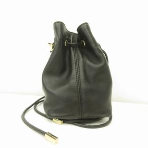 DSQUARED2 巾着ショルダーバッグ 斜め掛け ゴールド金具 黒 ブラック