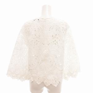 Theory 美品 EMBROIDERED.LIN/BRIZABELA レース カットソー 総柄 フレアスリーブ 長袖 S 白 ホワイト