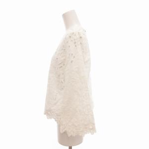 Theory 美品 EMBROIDERED.LIN/BRIZABELA レース カットソー 総柄 フレアスリーブ 長袖 S 白 ホワイト